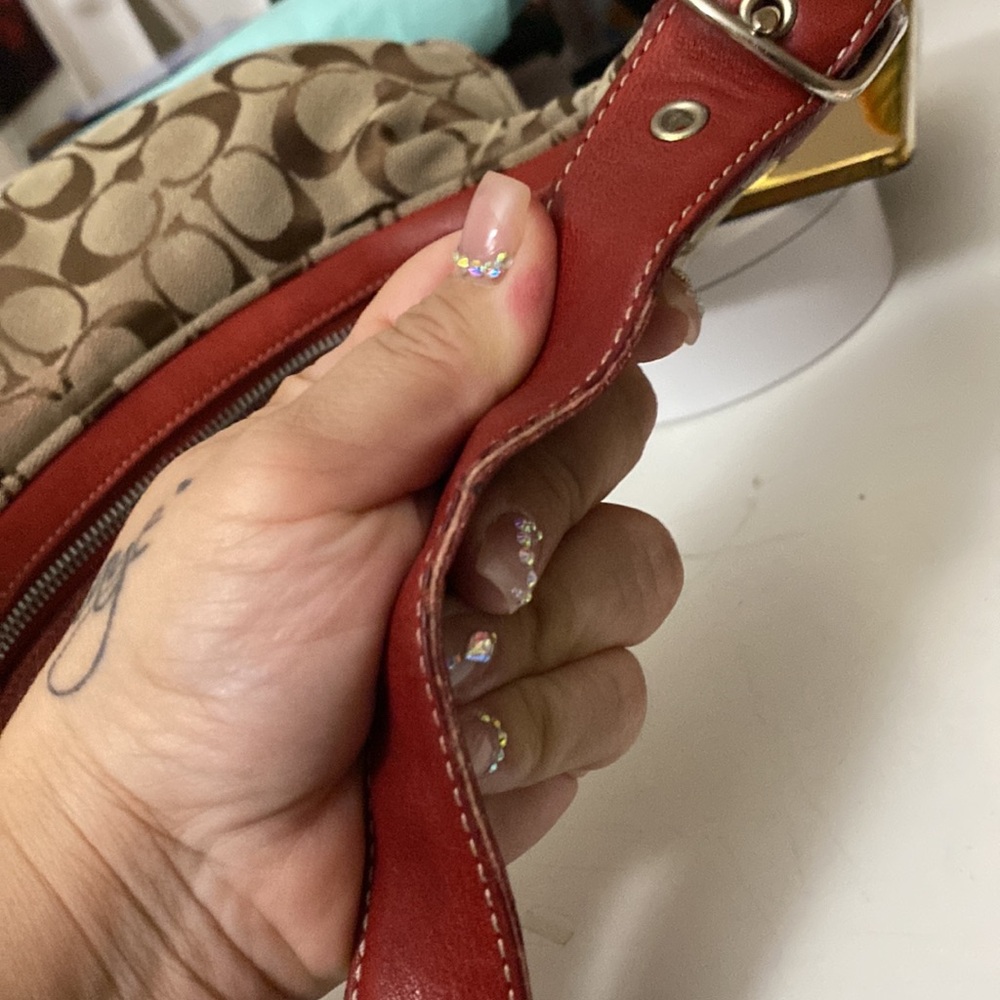 Coach Signature Soho Hobo Shoulder
Bag Red Tan Monogram K1K-6070 - Picture 13 of 13